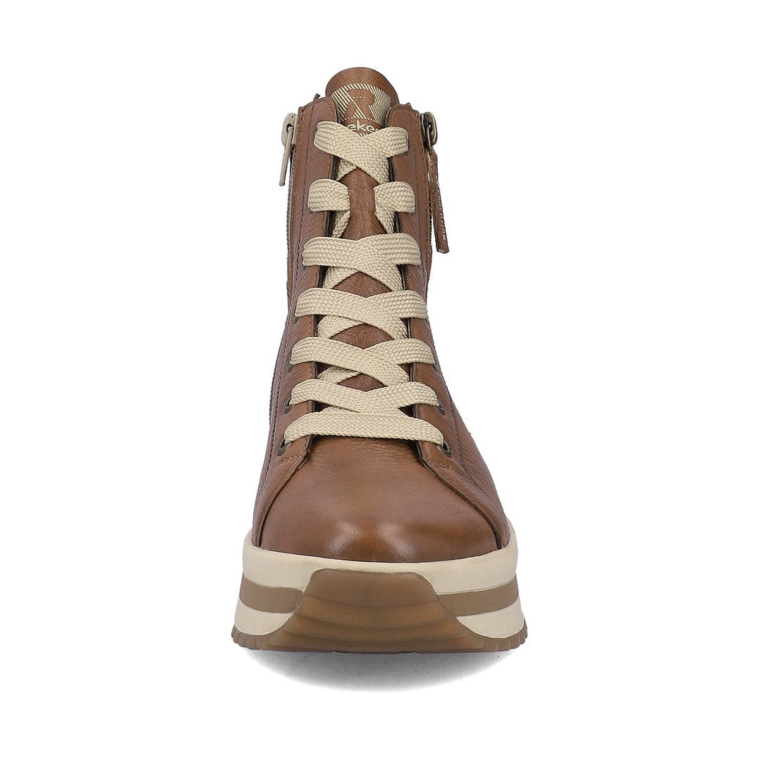 Rieker R'evolution Ankle Boot with Lace and ZIp W0962-24 BROWN