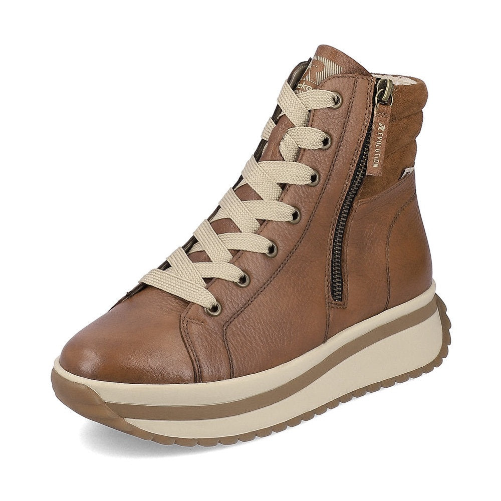 Rieker R'evolution Ankle Boot with Lace and ZIp W0962-24 BROWN