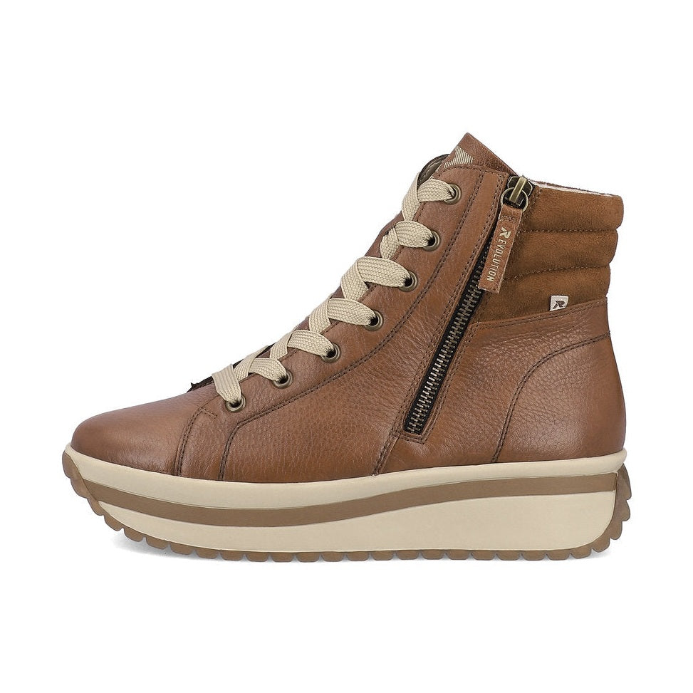 Rieker R'evolution Ankle Boot with Lace and ZIp W0962-24 BROWN