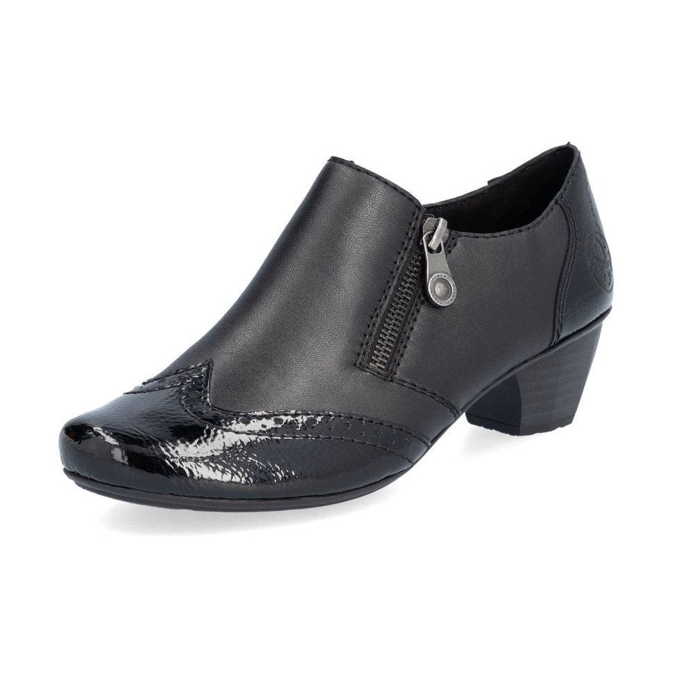 Rieker SHOE 41757 BLACK Ladies trouser shoe with zip BLACK 41757-00