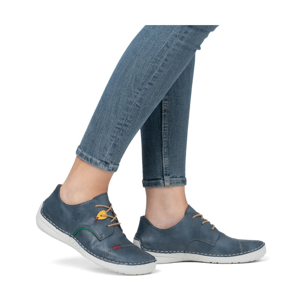 Rieker Shoe- Casual Flat Shoe BLUE 52528-14