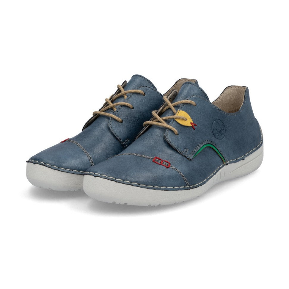 Rieker Shoe- Casual Flat Shoe BLUE 52528-14