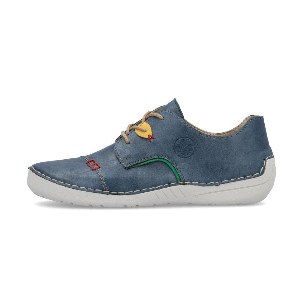 Rieker Shoe- Casual Flat Shoe BLUE 52528-14