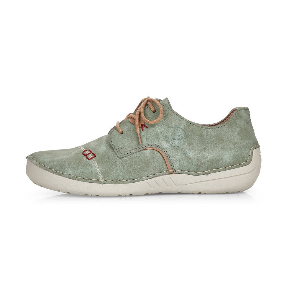 Rieker Shoe- Casual Flat Shoe GREEN 52528-52