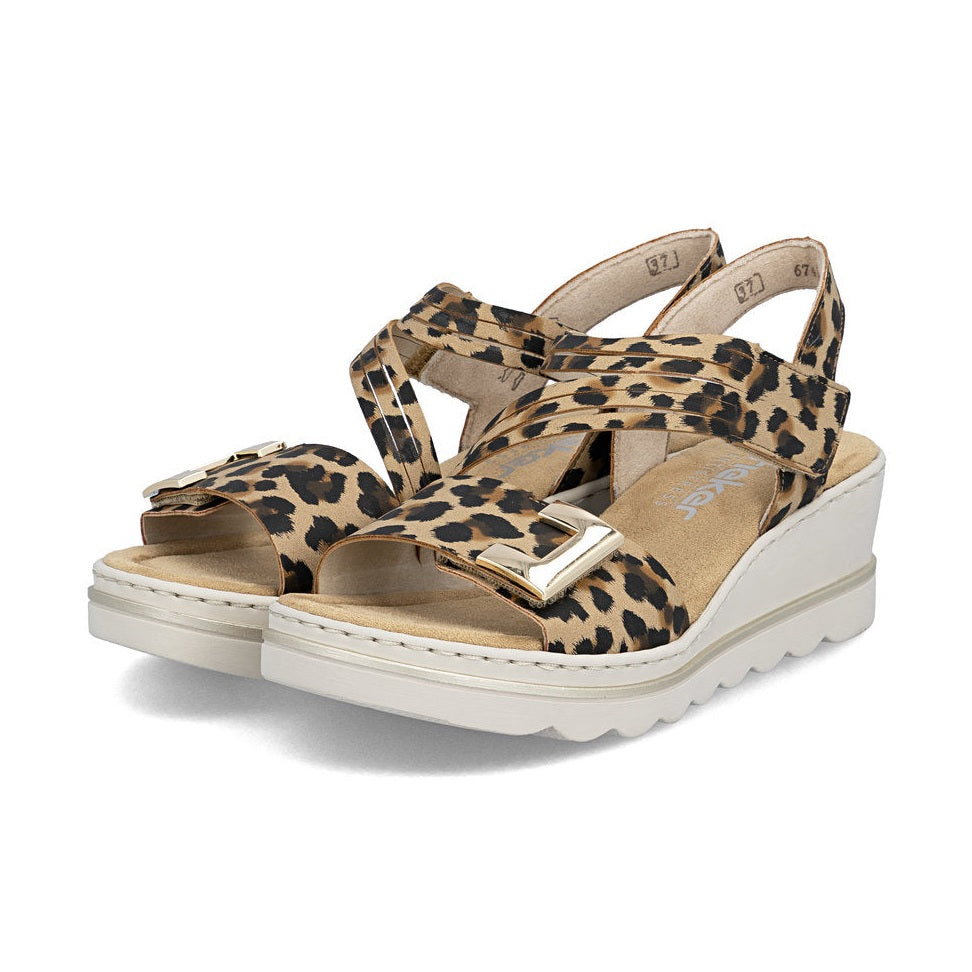 Rieker Smart Casual Wedge Sandal 67410-90 LEOPARD 67410-90