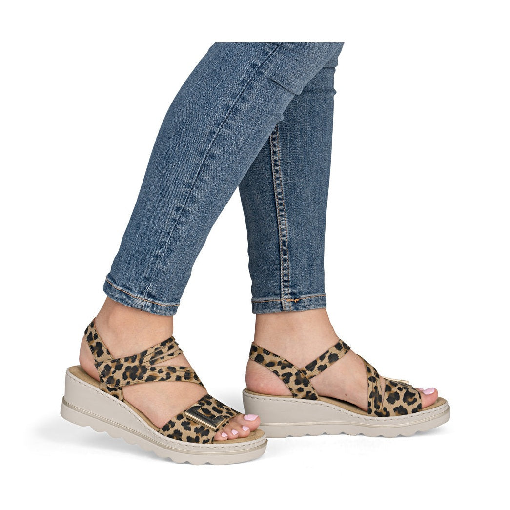 Rieker Smart Casual Wedge Sandal 67410-90 LEOPARD 67410-90