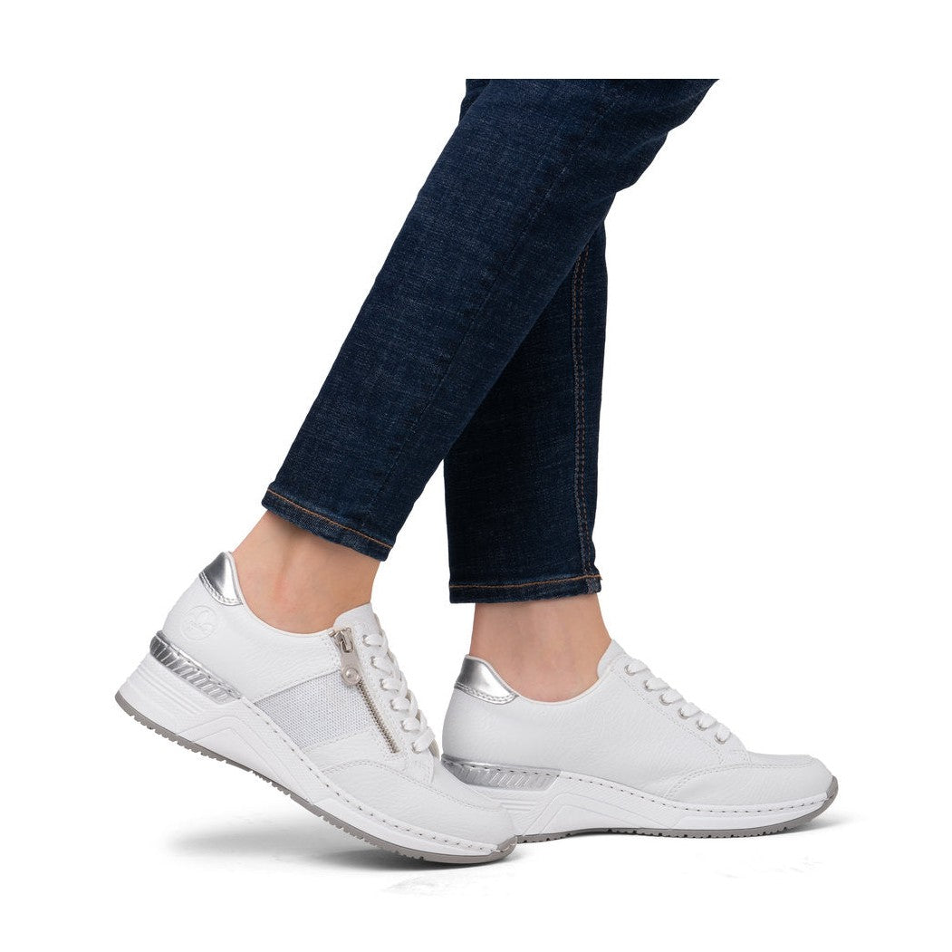 Rieker Trainer N4322-80 Smart Wide Fitting Wedge Trainer WHITE N4322-80