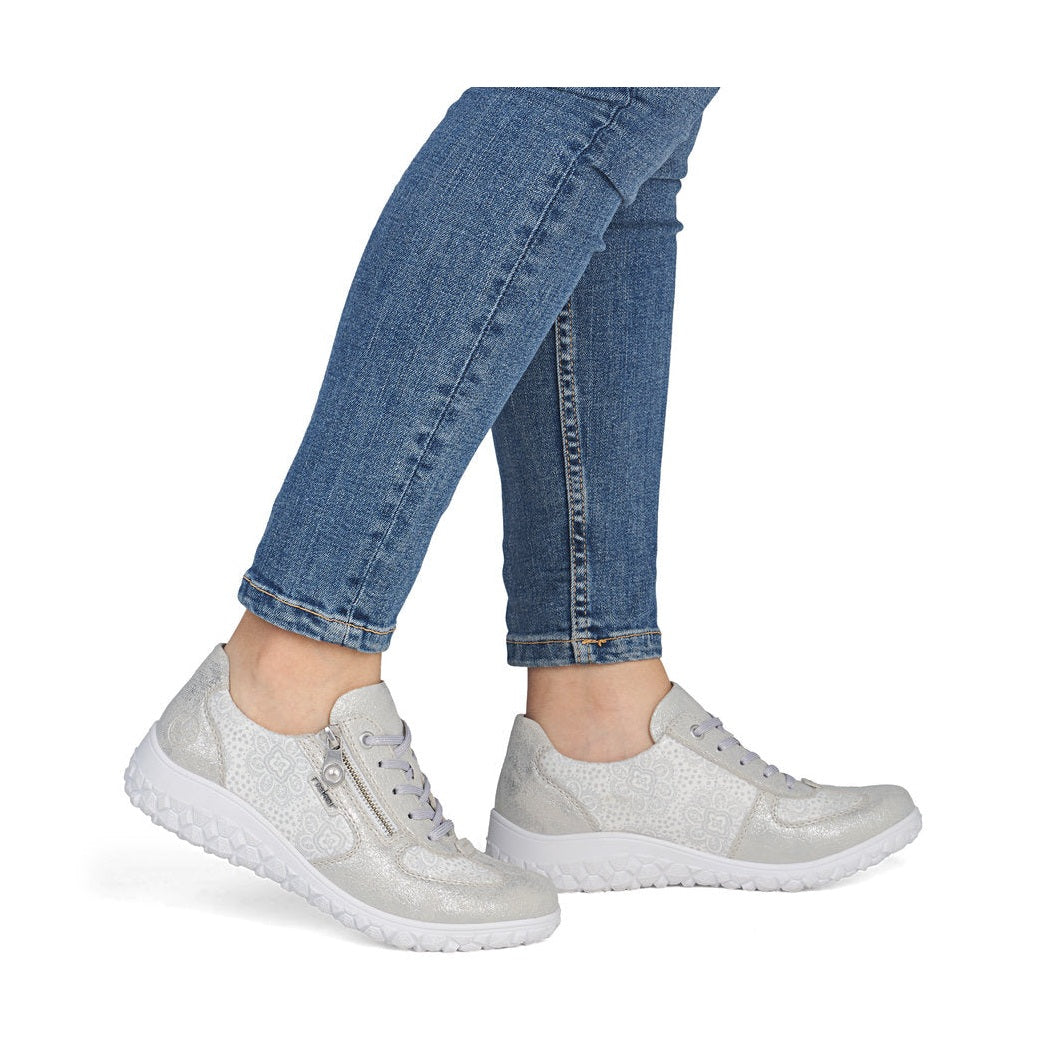 Rieker Trainer with lace and zip 59501-90 GREY