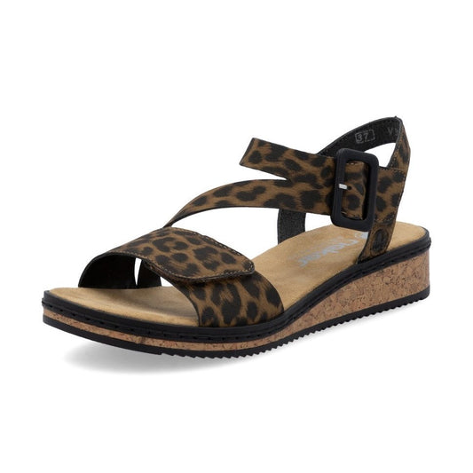 Rieker V3660 touch Fastening Leopard Print Sandals V3660-90