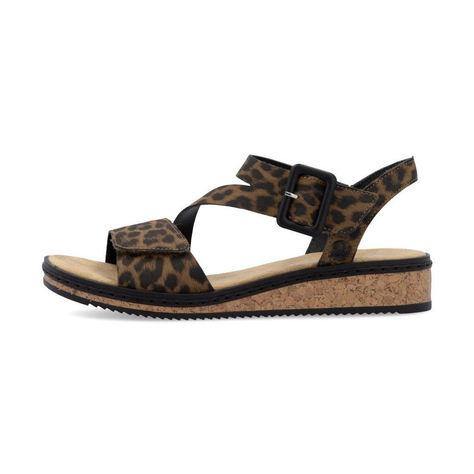 Rieker V3660 touch Fastening Leopard Print Sandals V3660-90