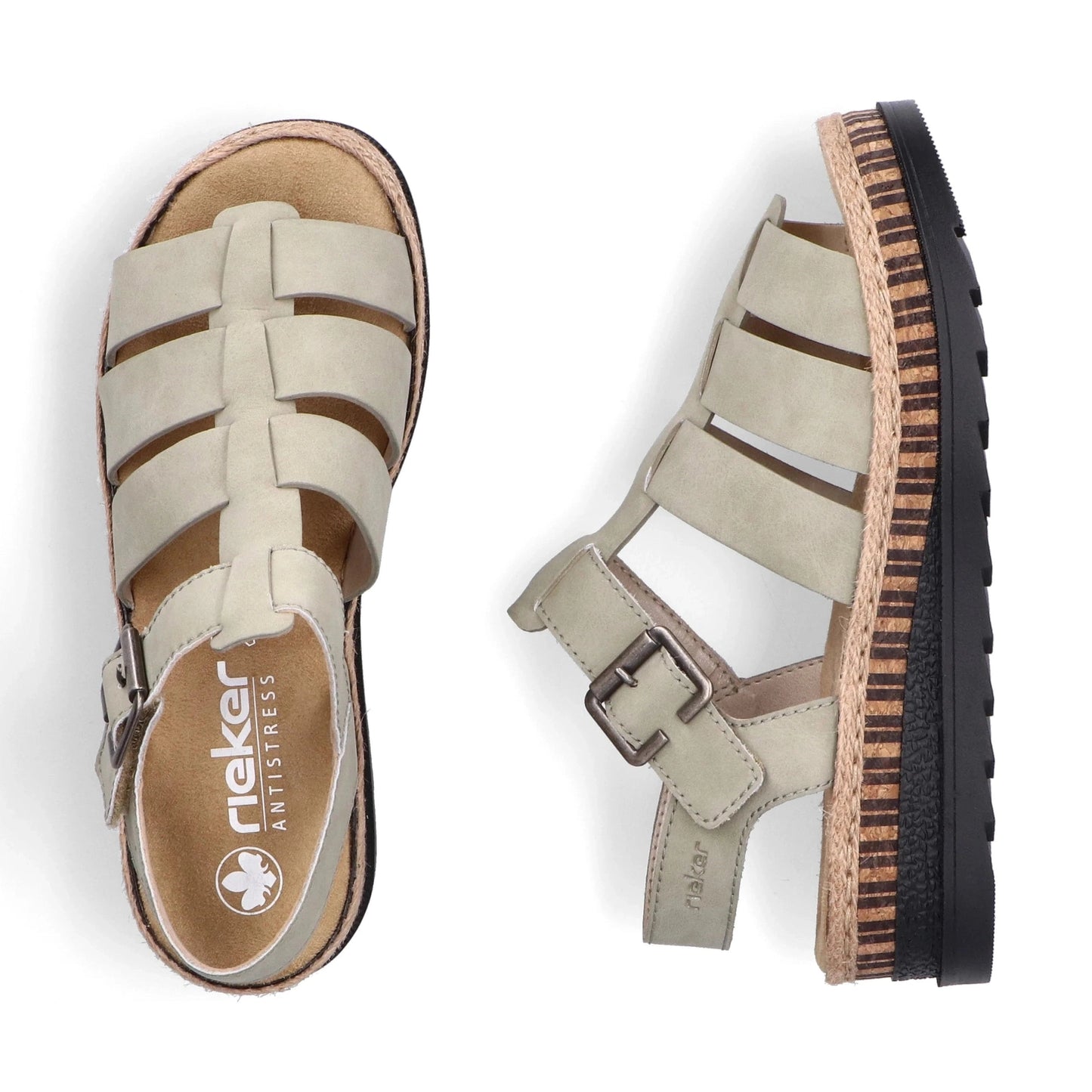 Rieker V7904 Pale GREEN Wedge Sandal