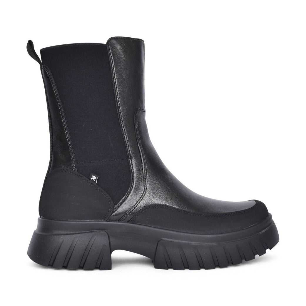 Rieker W1872 Chunky Sole Chelsea Style Zip Boot BLACK W1872-01