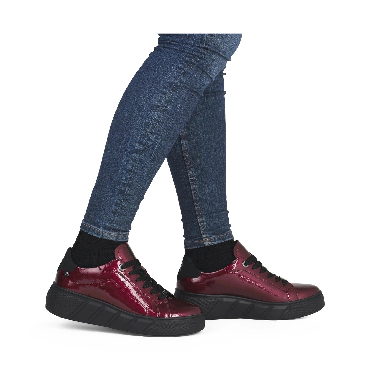 Rieker W2601 RED Patent Leather Low Top Sneakers W2601-35