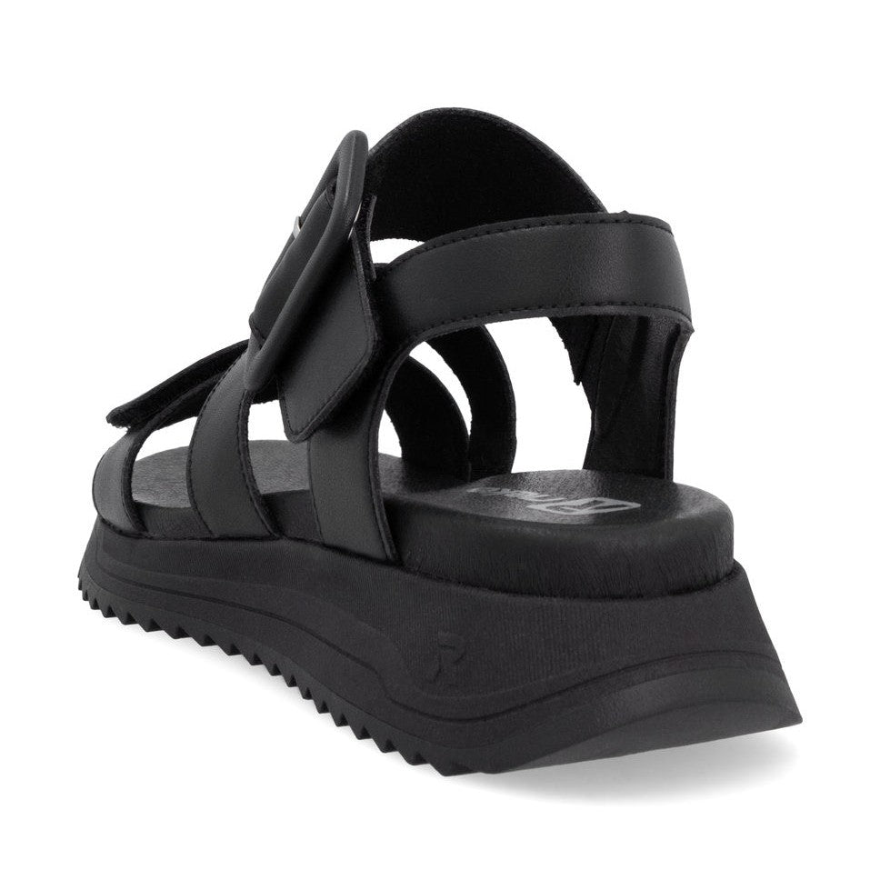 Rieker W2950 BLACK Leather Touch Fastening Chunky sandal W2950-00