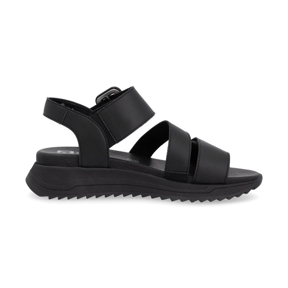 Rieker W2950 BLACK Leather Touch Fastening Chunky sandal W2950-00