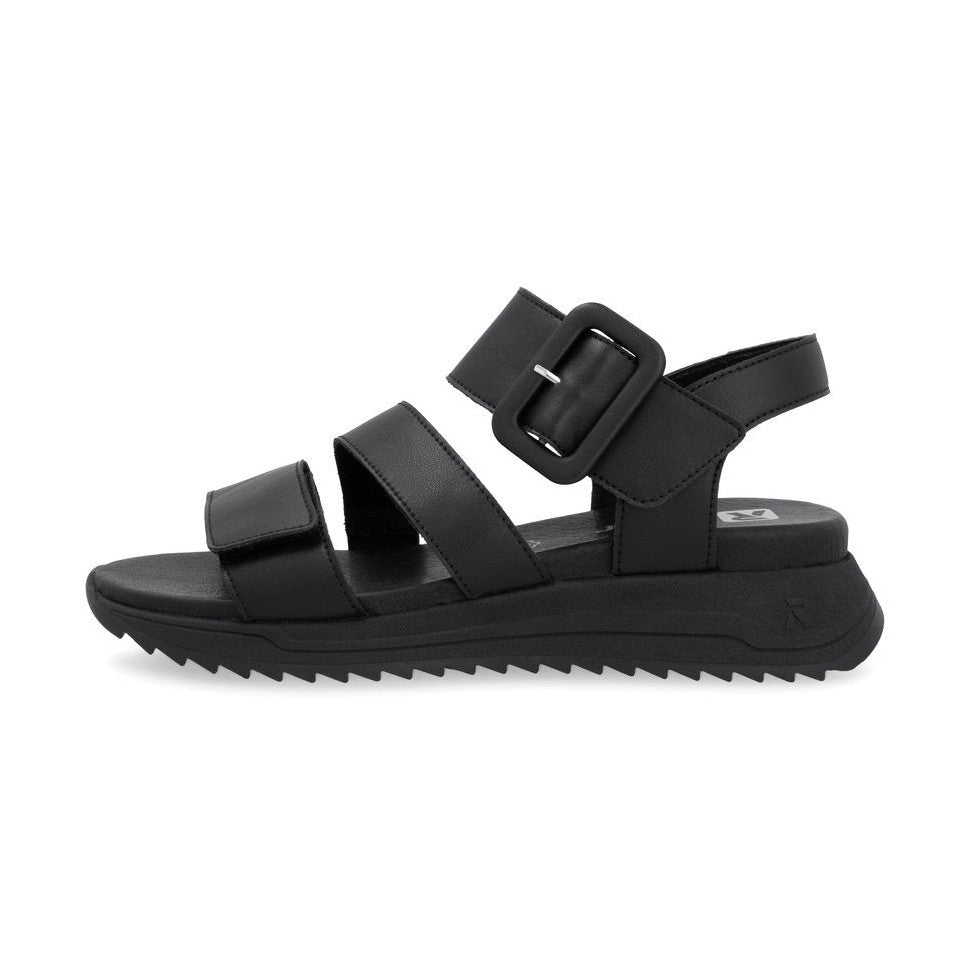 Rieker W2950 BLACK Leather Touch Fastening Chunky sandal W2950-00