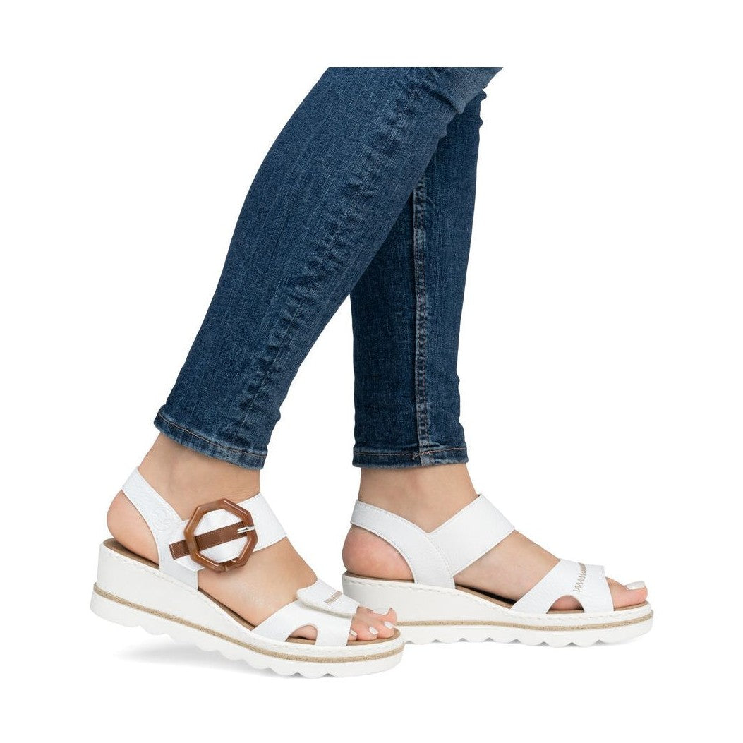 Rieker Wedge Sandal 67476-83 WHITE