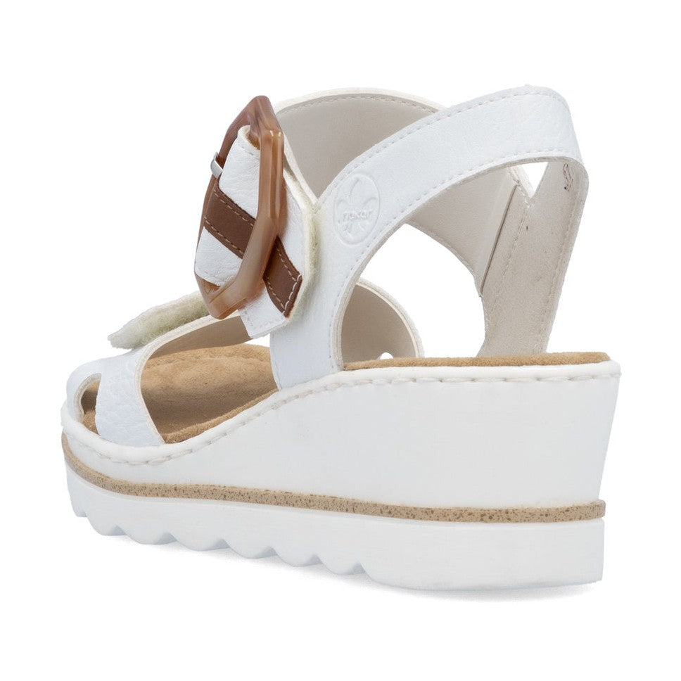 Rieker Wedge Sandal 67476-83 WHITE