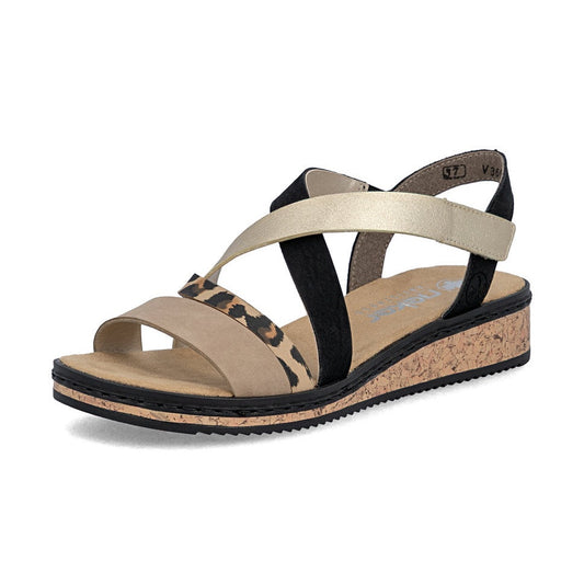 Rieker Wedge Sandal V3663-92 BEIGE MULTI