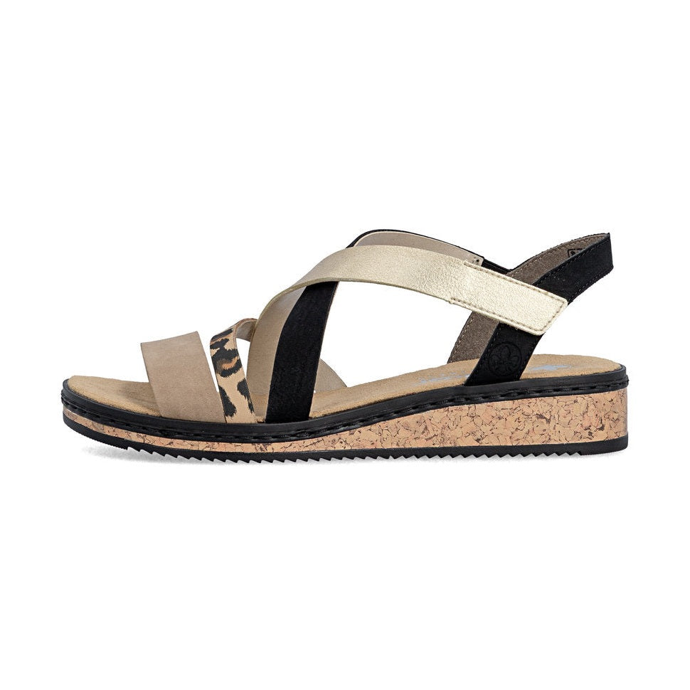 Rieker Wedge Sandal V3663-92 BEIGE MULTI