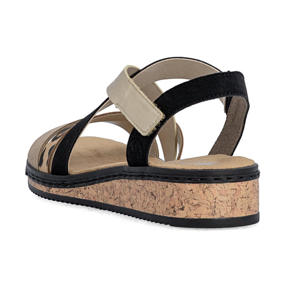 Rieker Wedge Sandal V3663-92 BEIGE MULTI