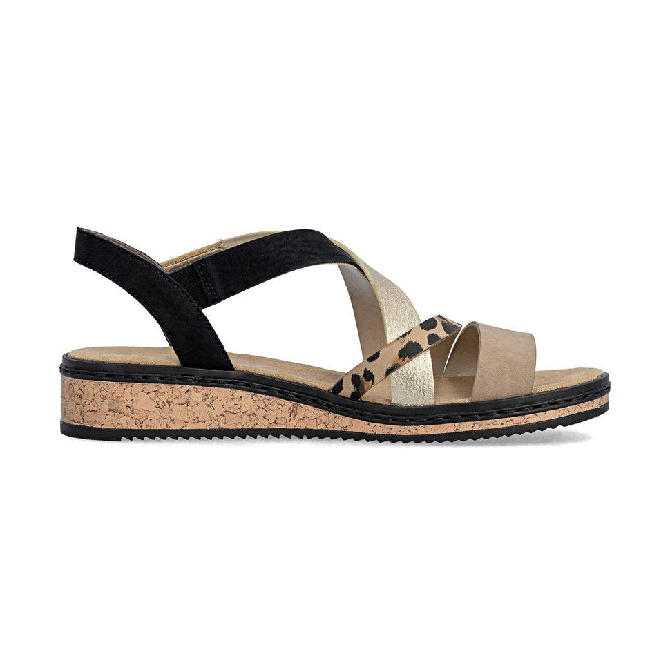 Rieker Wedge Sandal V3663-92 BEIGE MULTI