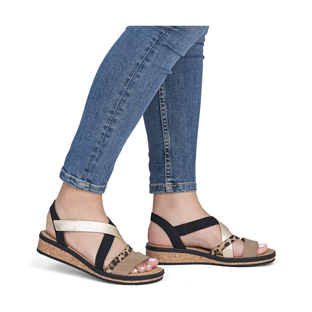 Rieker Wedge Sandal V3663-92 BEIGE MULTI