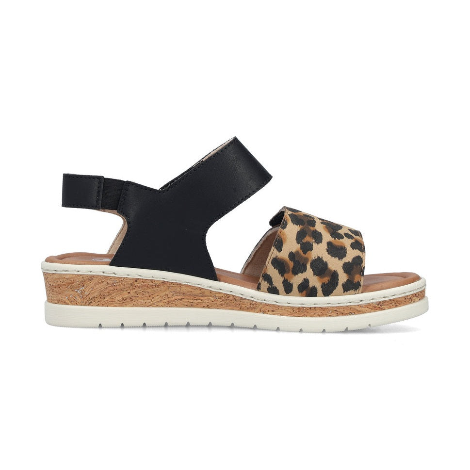 Rieker Wedge Sandal V4181-00 BLACK LEOPARD V4182-00