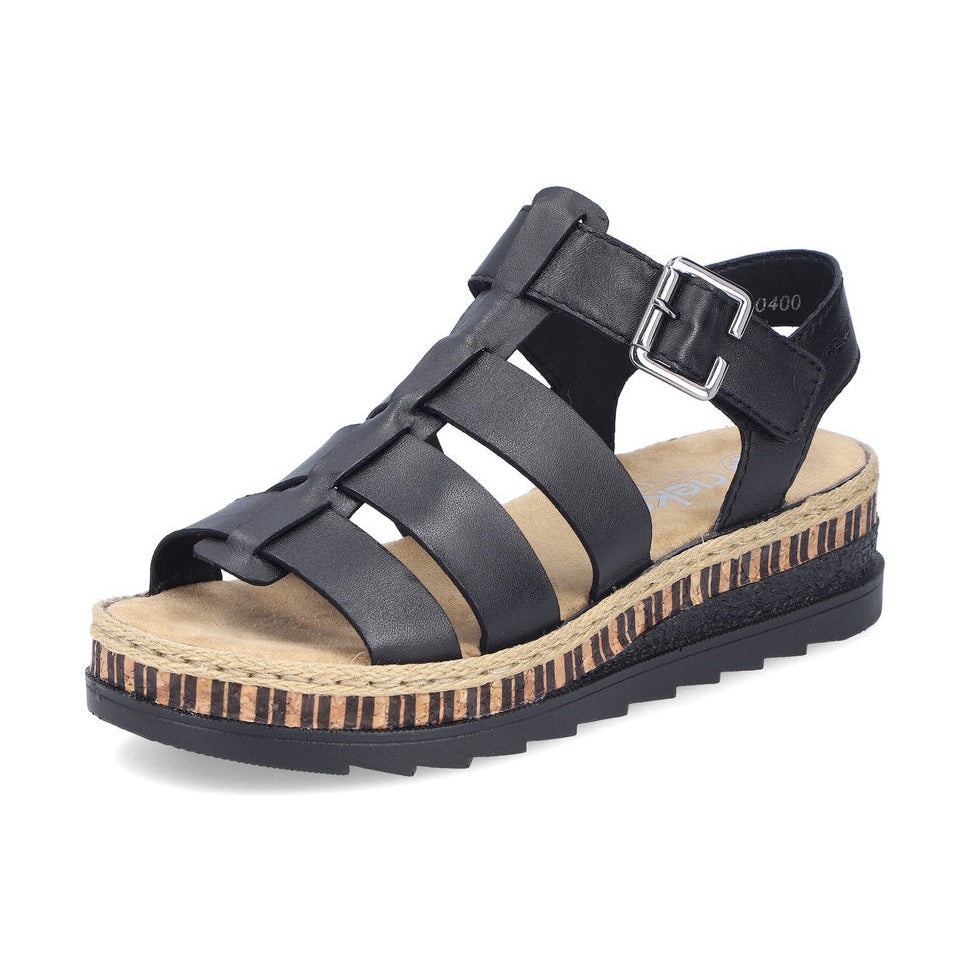 Rieker Wedge Sandal V7904-00 BLACK