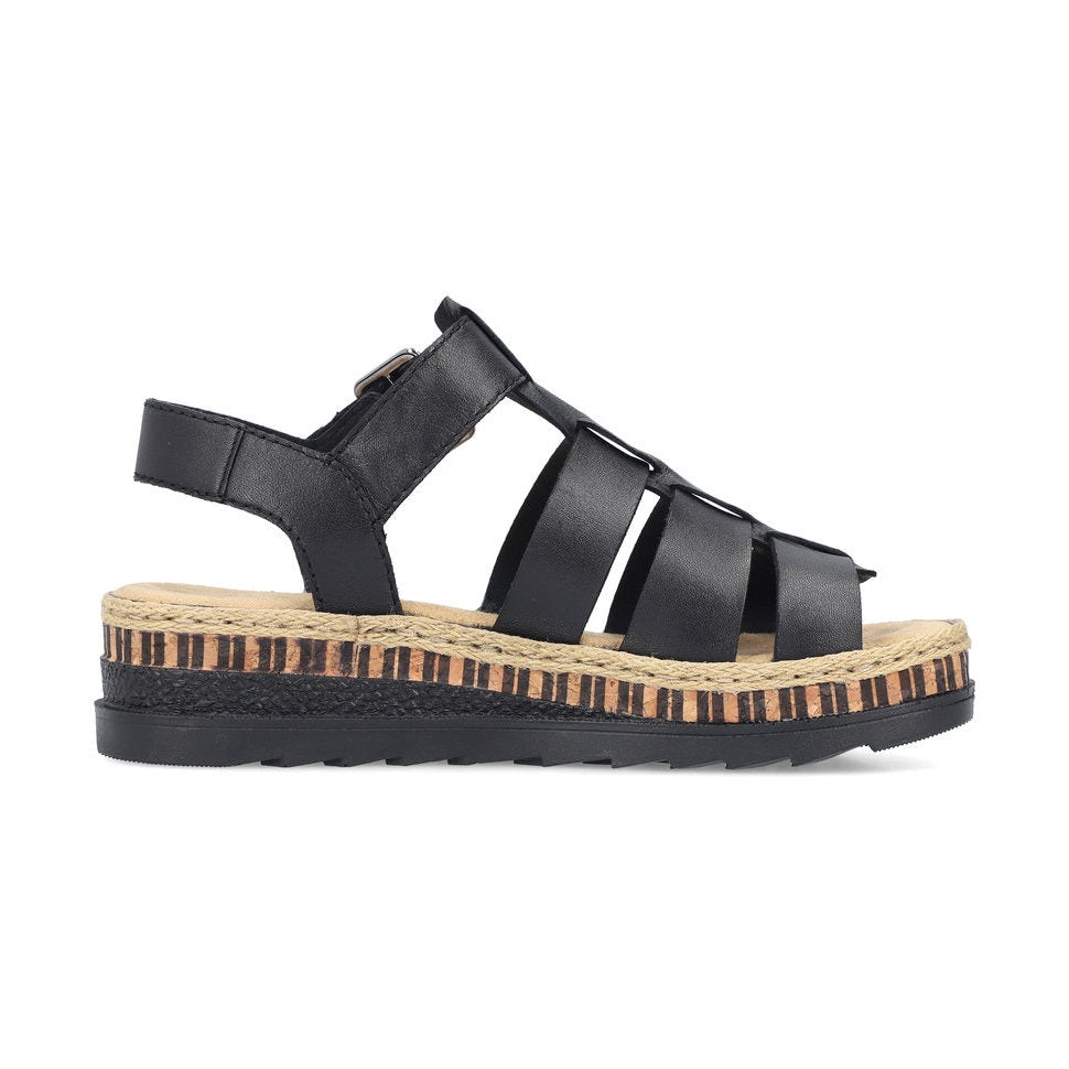 Rieker Wedge Sandal V7904-00 BLACK