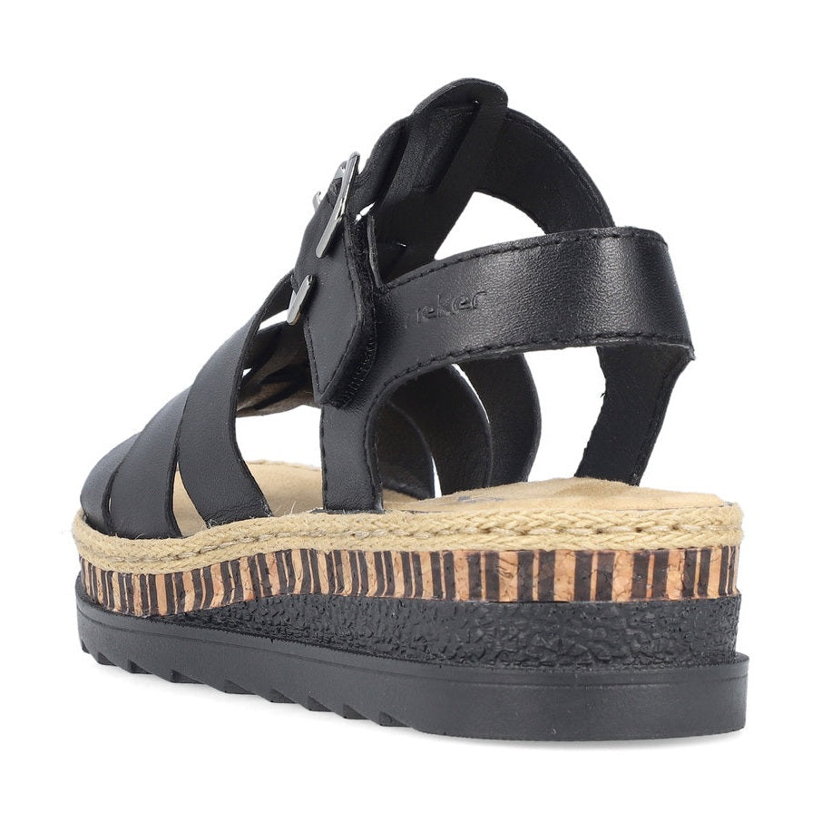 Rieker Wedge Sandal V7904-00 BLACK