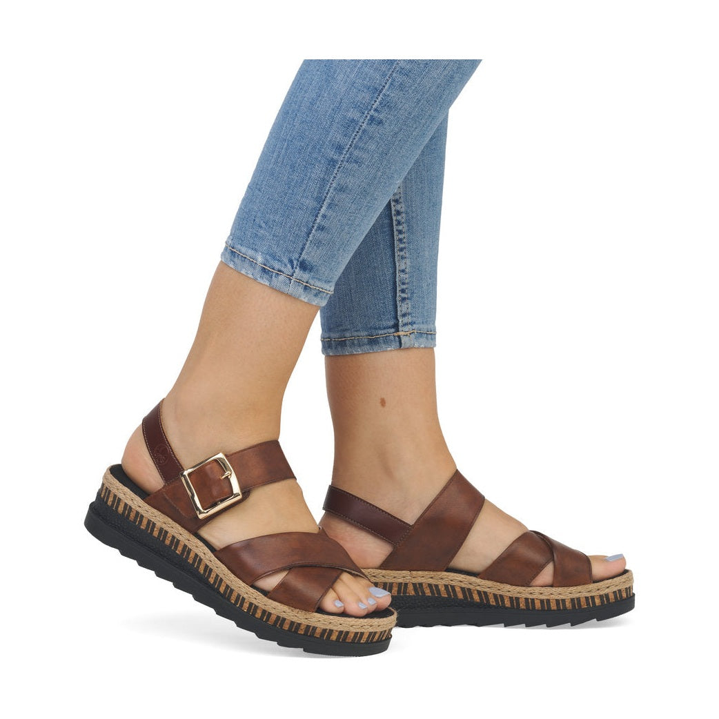 Rieker Wedge Sandal V7951-24 BROWN