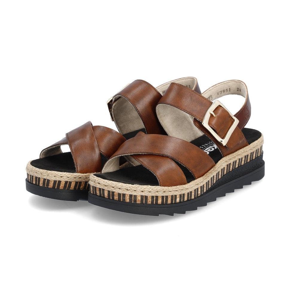 Rieker Wedge Sandal V7951-24 BROWN