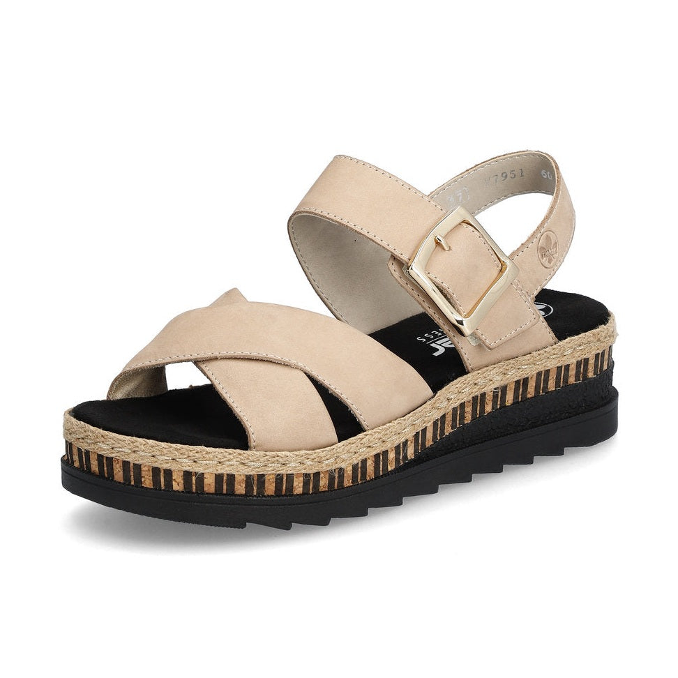 Rieker Wedge Sandal V7951-60 STONE