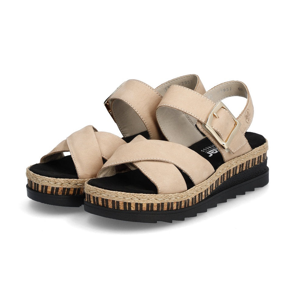 Rieker Wedge Sandal V7951-60 STONE