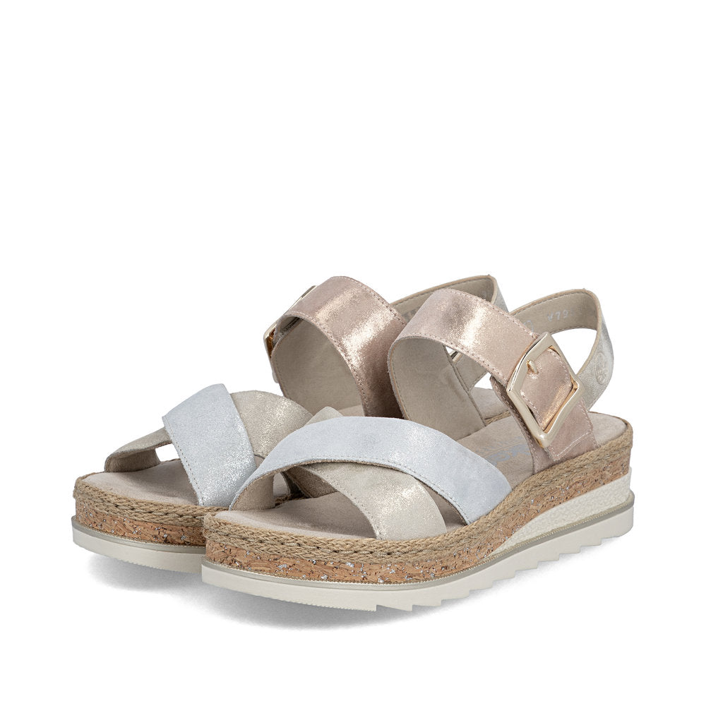 Rieker Wedge Sandal V7951-90 SILVER MULTI
