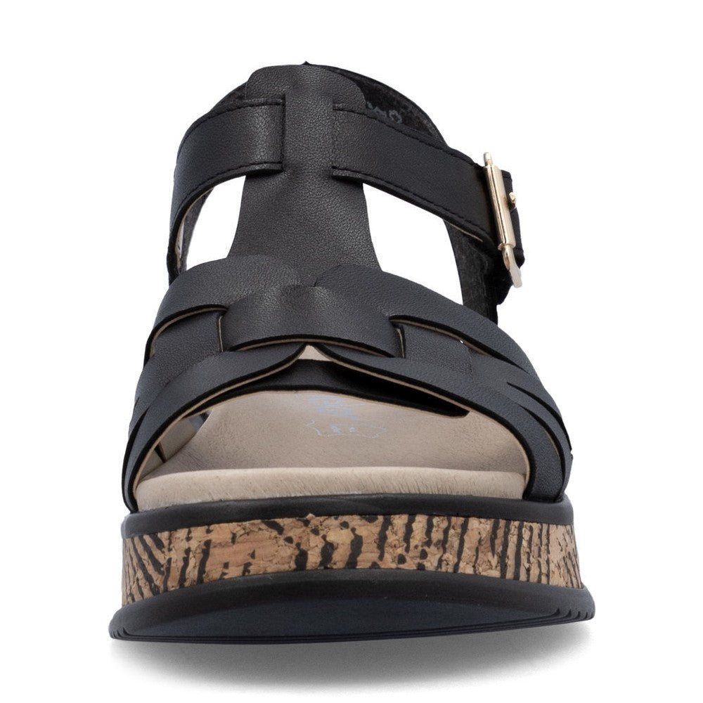 Rieker Wedge Sandal W0853-00 BLACK