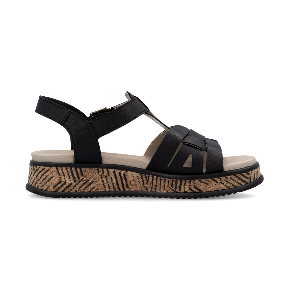Rieker Wedge Sandal W0853-00 BLACK
