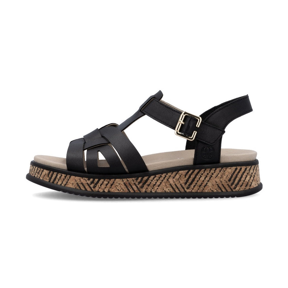 Rieker Wedge Sandal W0853-00 BLACK