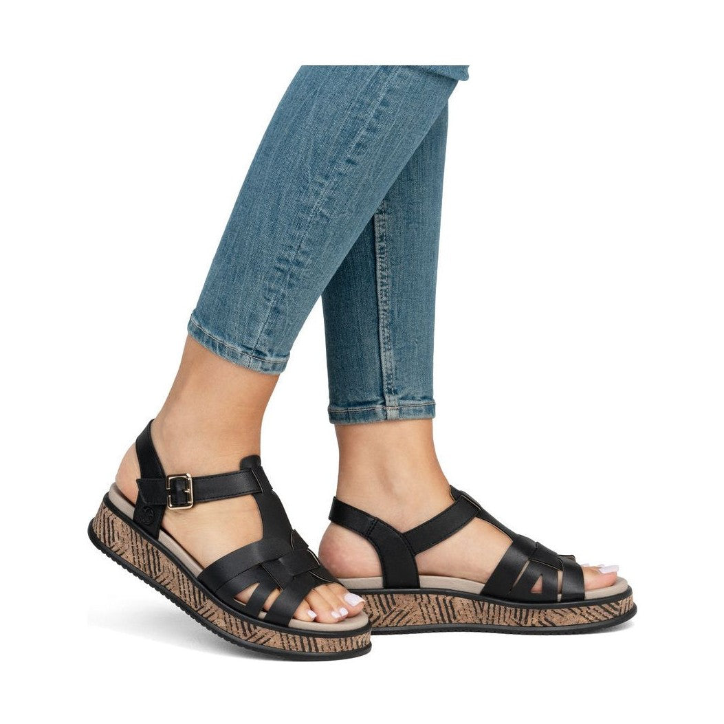 Rieker Wedge Sandal W0853-00 BLACK