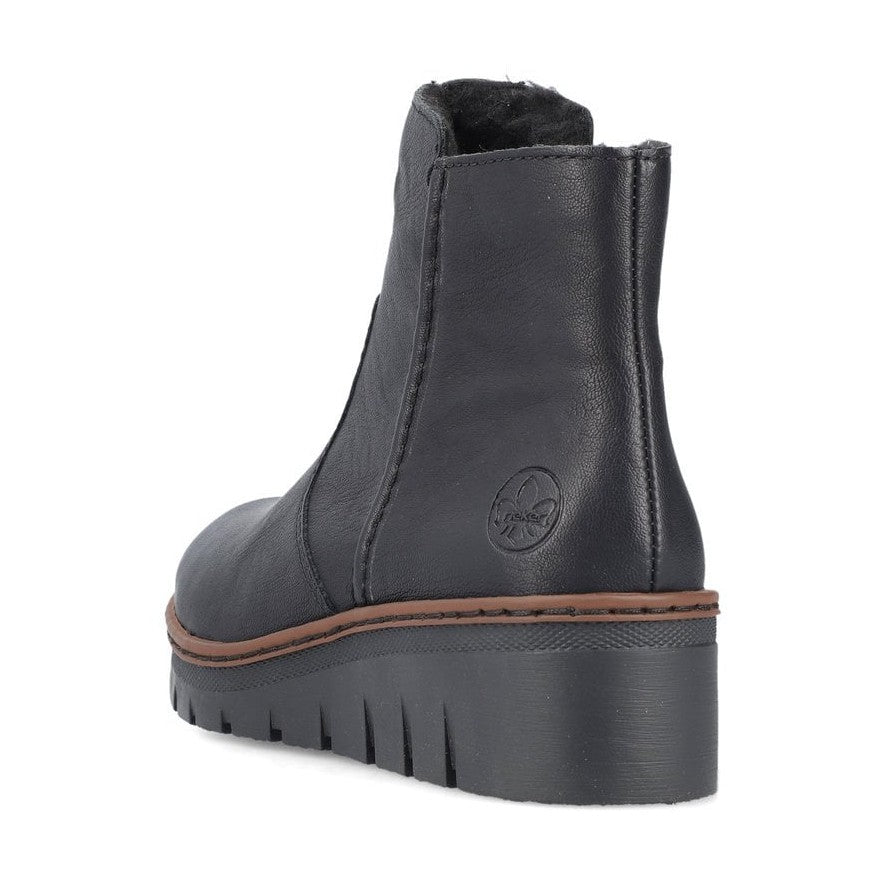 Rieker X9150 BLACK Wedge Zip Ankle Boot X9150-00