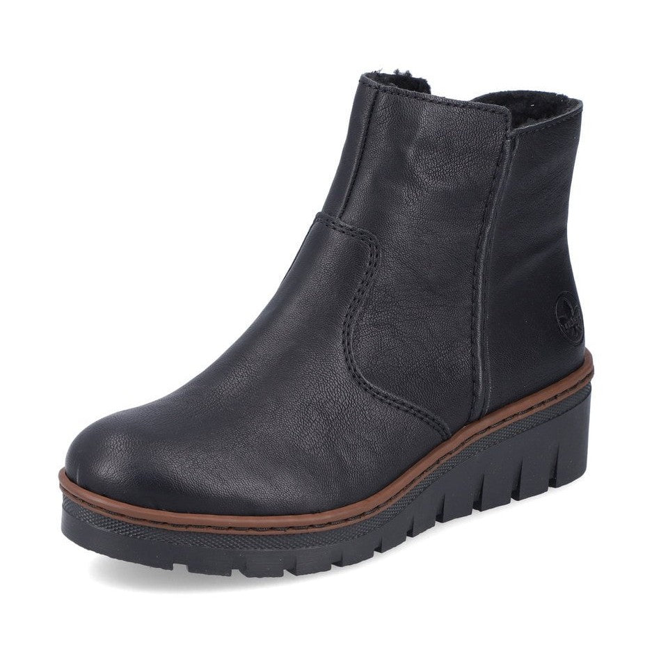 Rieker X9165 BLACK Zip Wedge ankle Boot X9165-00