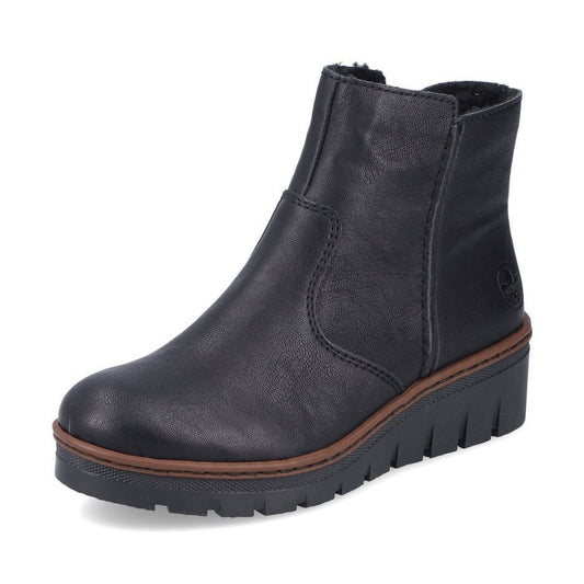 Rieker X9165 BLACK Zip Wedge ankle Boot X9165-00
