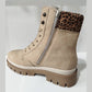 Rieker Z9430 OFF WHITE Chunky Sole Boot With Animal Print Cuff