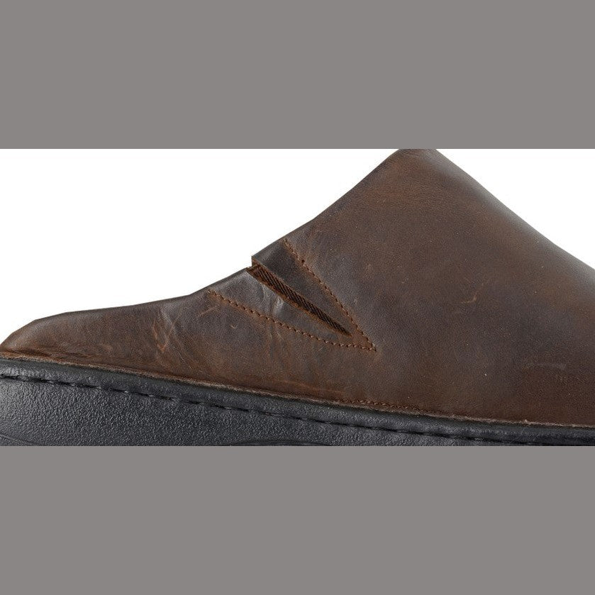 Roamers M487 BROWN Leather Slip On Mule Sandal