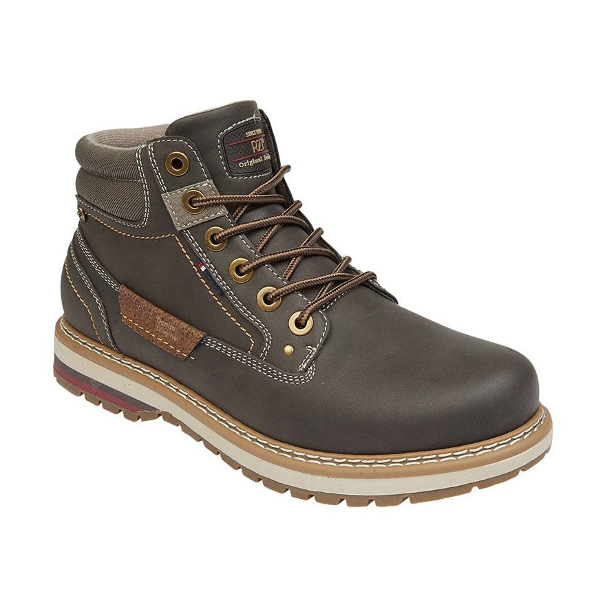 Route 21 M113 BROWN Faux Leather 6 Eyelet Ankle Boot
