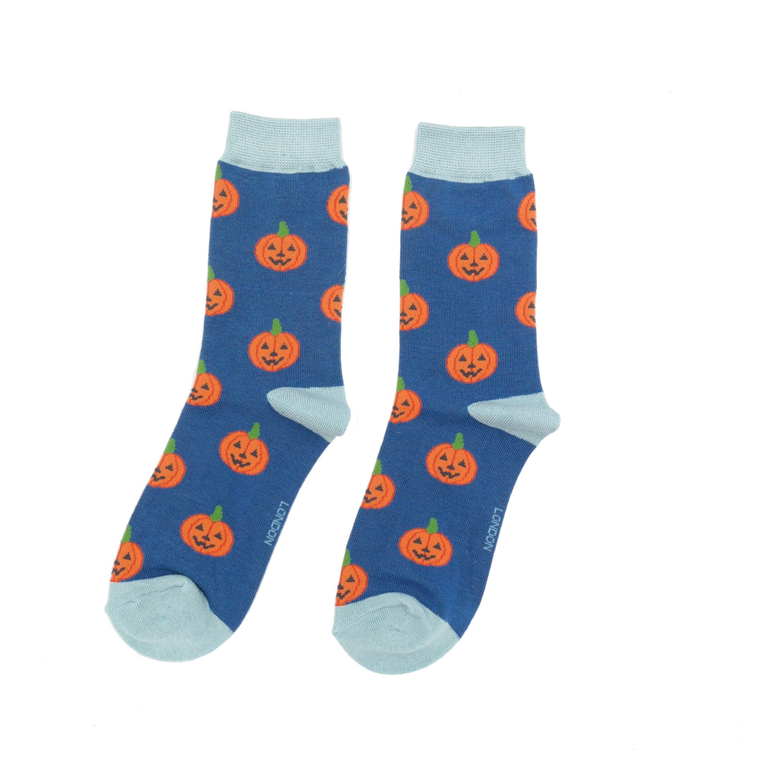 Miss Sparrow Halloween Pumpkins Socks NAVY SKS398