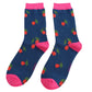 Miss Sparrow Cherries Quality Bamboo Socks NAVY SKS557
