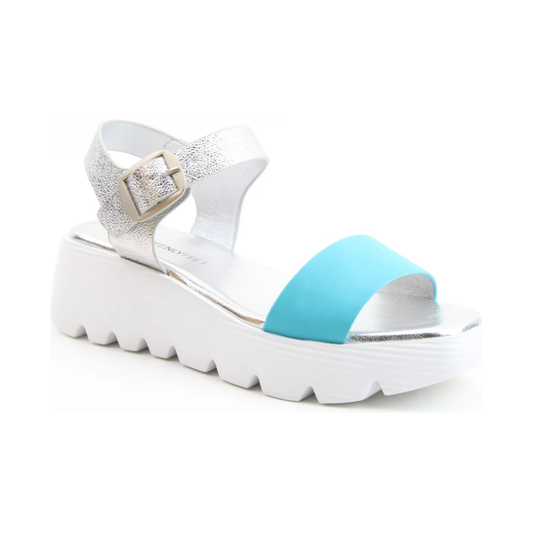 Heavenly Feet Martini SILVER / Turquoise Chunky Sandal