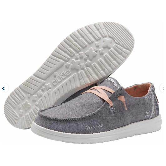 Hey Dude Wendy Boho GREY Ladies Slip On Shoe